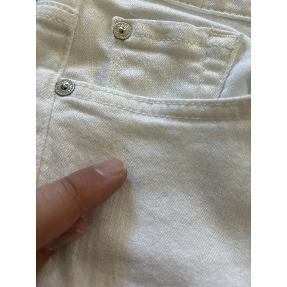 7‎ For All Mankind Women Jeans 28 White High Rise Crop Skinny Stretch Button fly